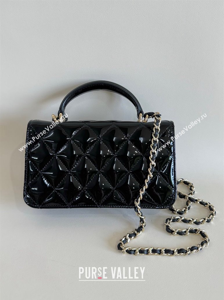 Chanel Patent Calfskin Flap Phone Holder with Chain AP3226 Black 2024 (YD-241106030)