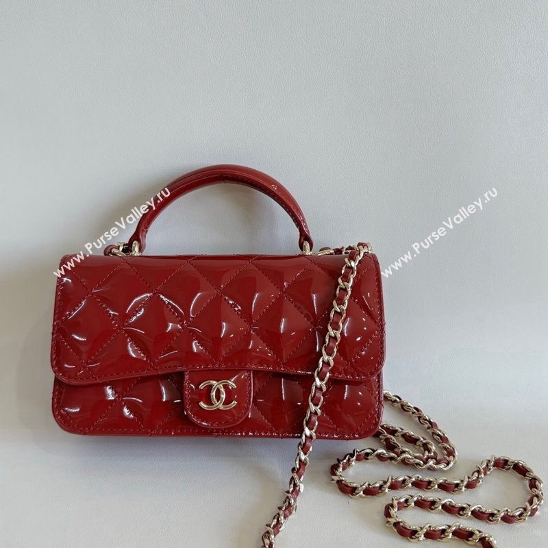 Chanel Patent Calfskin Flap Phone Holder with Chain AP3226 Red 2024 (YD-241106031)