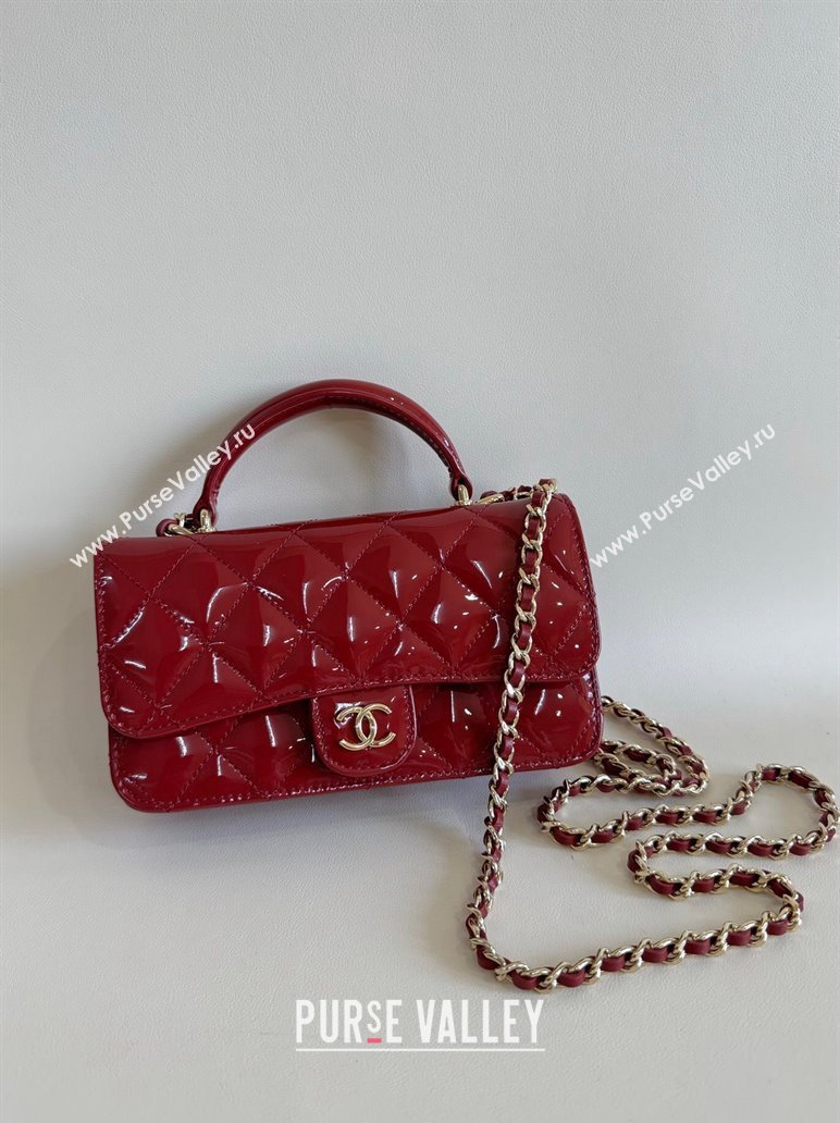 Chanel Patent Calfskin Flap Phone Holder with Chain AP3226 Red 2024 (YD-241106031)