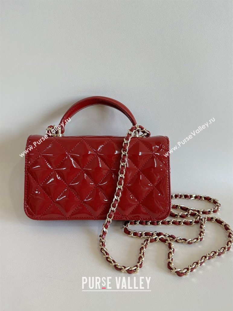 Chanel Patent Calfskin Flap Phone Holder with Chain AP3226 Red 2024 (YD-241106031)