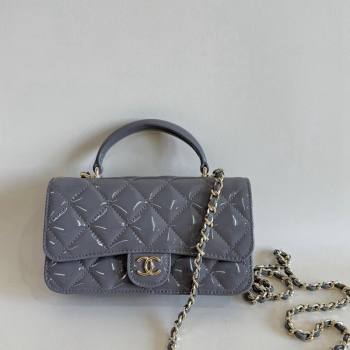 Chanel Patent Calfskin Flap Phone Holder with Chain AP3226 Grey 2024 (YD-241106032)