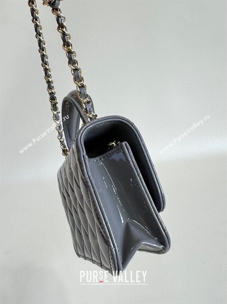 Chanel Patent Calfskin Flap Phone Holder with Chain AP3226 Grey 2024 (YD-241106032)