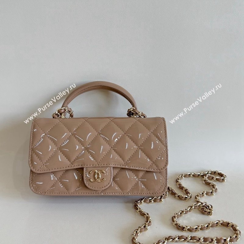 Chanel Patent Calfskin Flap Phone Holder with Chain AP3226 Beige 2024 (YD-241106033)