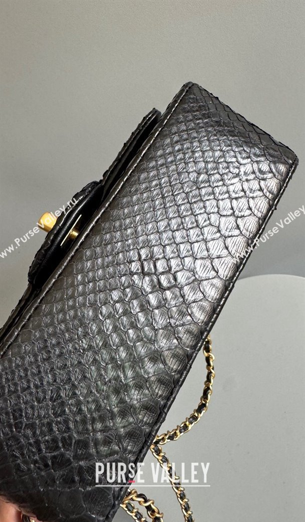 Chanel Mini Classic Flap Bag with Top Handle in Pythonskin Leather AS2431 Black2 2024 (YD-241106046)