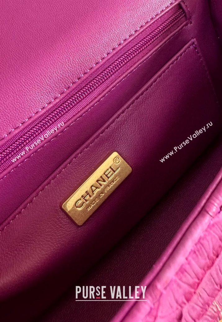 Chanel Mini Classic Flap Bag with Top Handle in Pythonskin Leather AS2431 Dark Pink 2024 (YD-241106052)