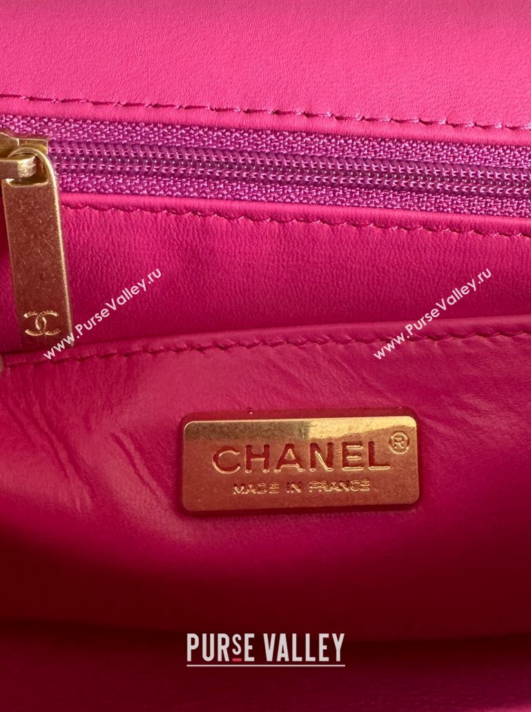 Chanel Mini Classic Flap Bag with Top Handle in Pythonskin Leather AS2431 Deep Pink 2024 (YD-241106056)