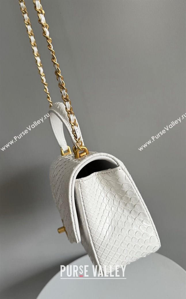 Chanel Mini Classic Flap Bag with Top Handle in Pythonskin Leather AS2431 White2 2024 (YD-241106057)