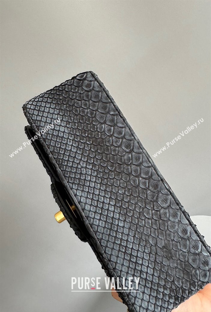 Chanel Mini Classic Flap Bag with Top Handle in Pythonskin Leather AS2431 Black3 2024 (YD-241106059)