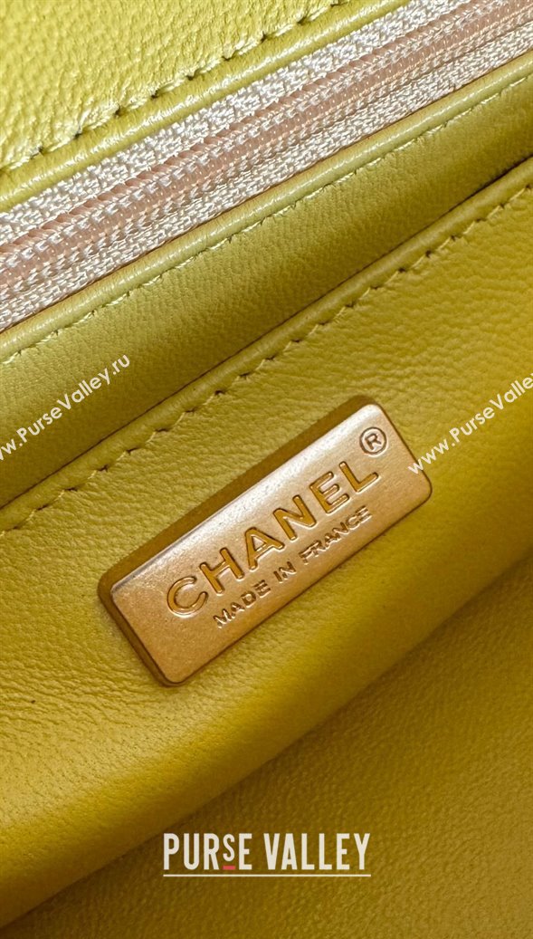 Chanel Mini Classic Flap Bag with Top Handle in Pythonskin Leather AS2431 Bright Yellow 2024 (YD-241106063)