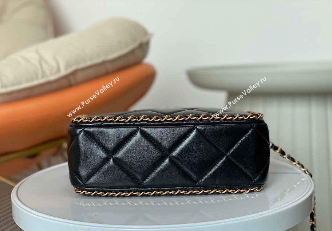 Chanel Shiny Calfskin Small Camera Case Bag with Chain Black 2024 AS5086 TOP (SM-241106006)