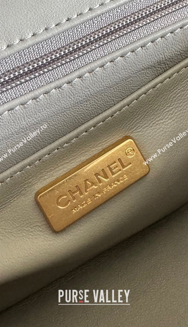 Chanel Mini Classic Flap Bag with Top Handle in Pythonskin Leather AS2431 Silver Grey 2024 (YD-241106068)