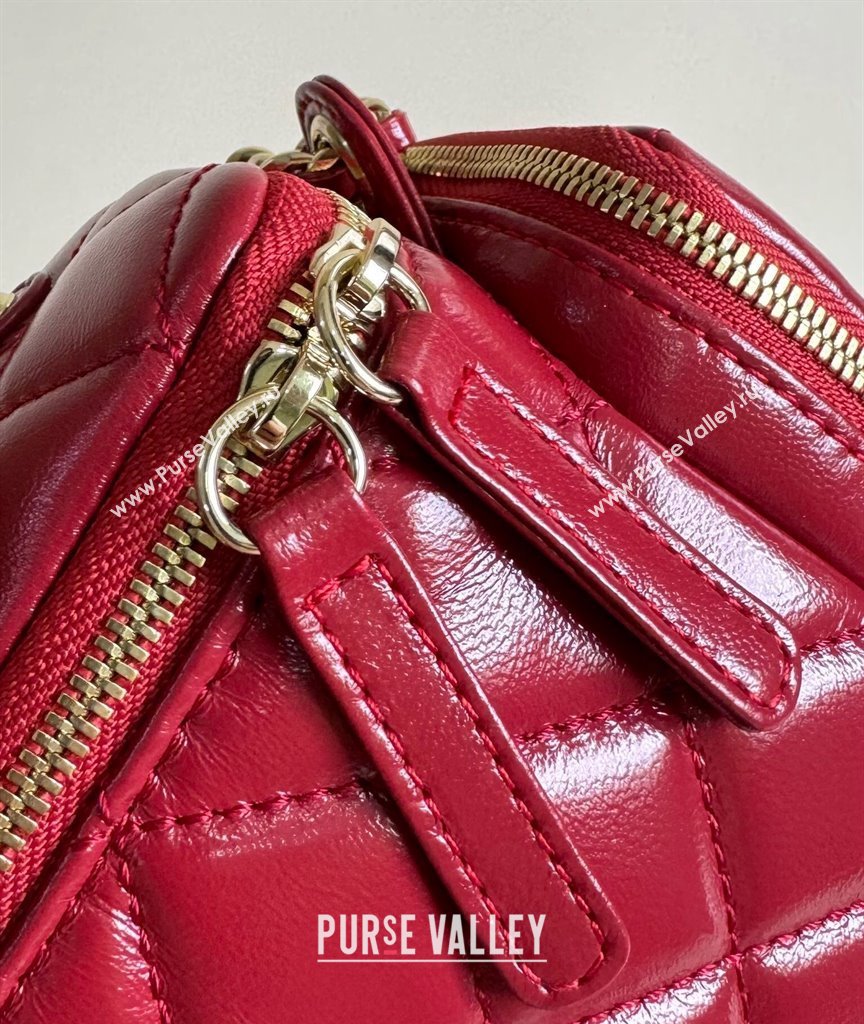 Chanel Shiny Crumpled Lambskin Vanity Case Bag with Pockets AS5222 Red 2024 TOP (YD-241106007)