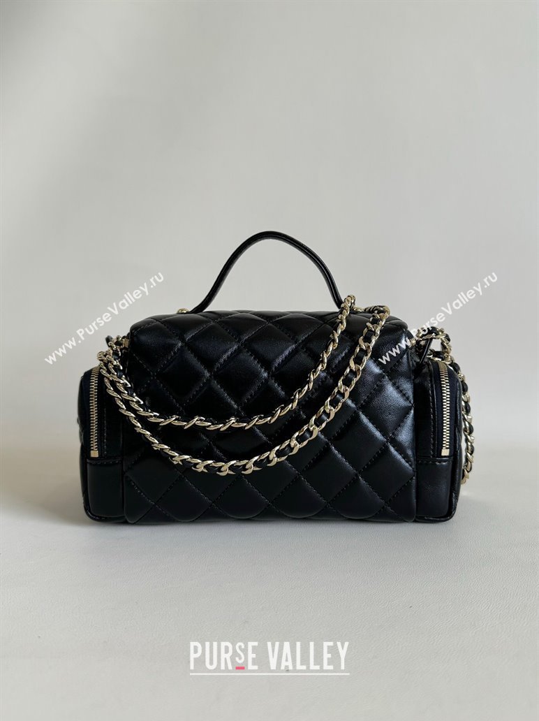 Chanel Shiny Crumpled Lambskin Vanity Case Bag with Pockets AS5222 Black 2024 TOP (YD-241106010)