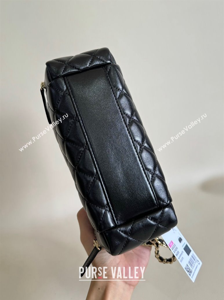 Chanel Shiny Crumpled Lambskin Vanity Case Bag with Pockets AS5222 Black 2024 TOP (YD-241106010)