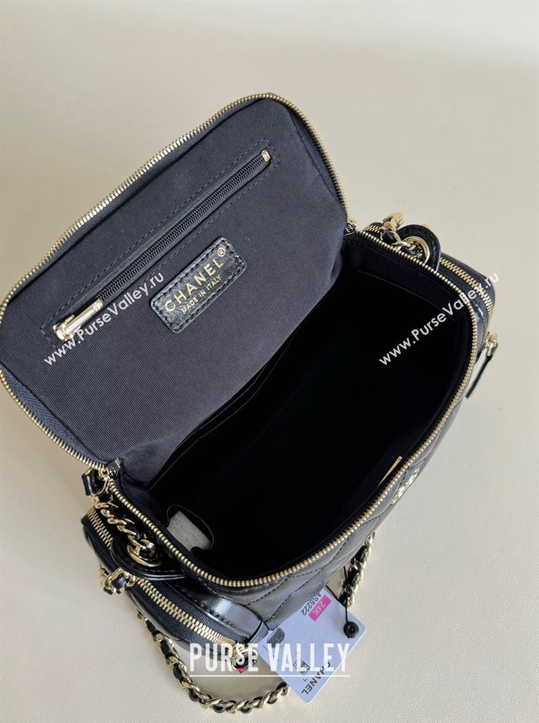 Chanel Shiny Crumpled Lambskin Vanity Case Bag with Pockets AS5222 Black 2024 TOP (YD-241106010)