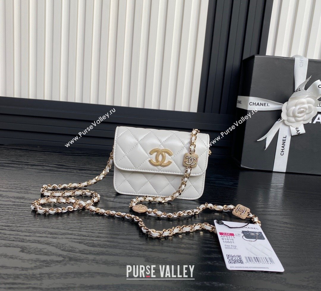 Chanel Lambskin Clutch with Chain AP4315 White 2024 (yezi-241106094)