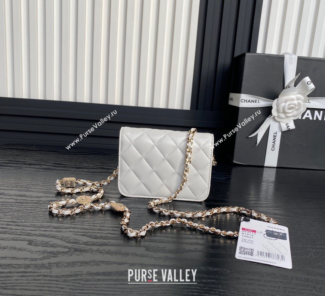 Chanel Lambskin Clutch with Chain AP4315 White 2024 (yezi-241106094)