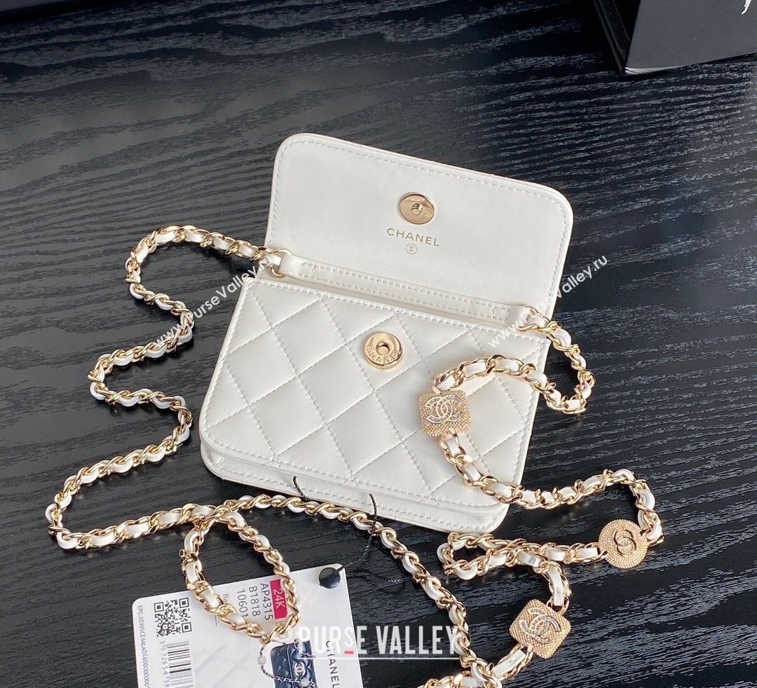 Chanel Lambskin Clutch with Chain AP4315 White 2024 (yezi-241106094)