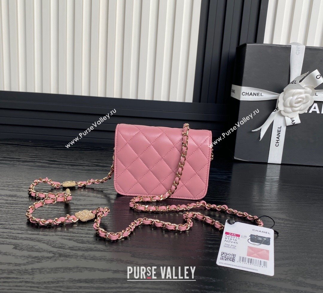 Chanel Lambskin Clutch with Chain AP4315 Light Pink 2024 (yezi-241106095)