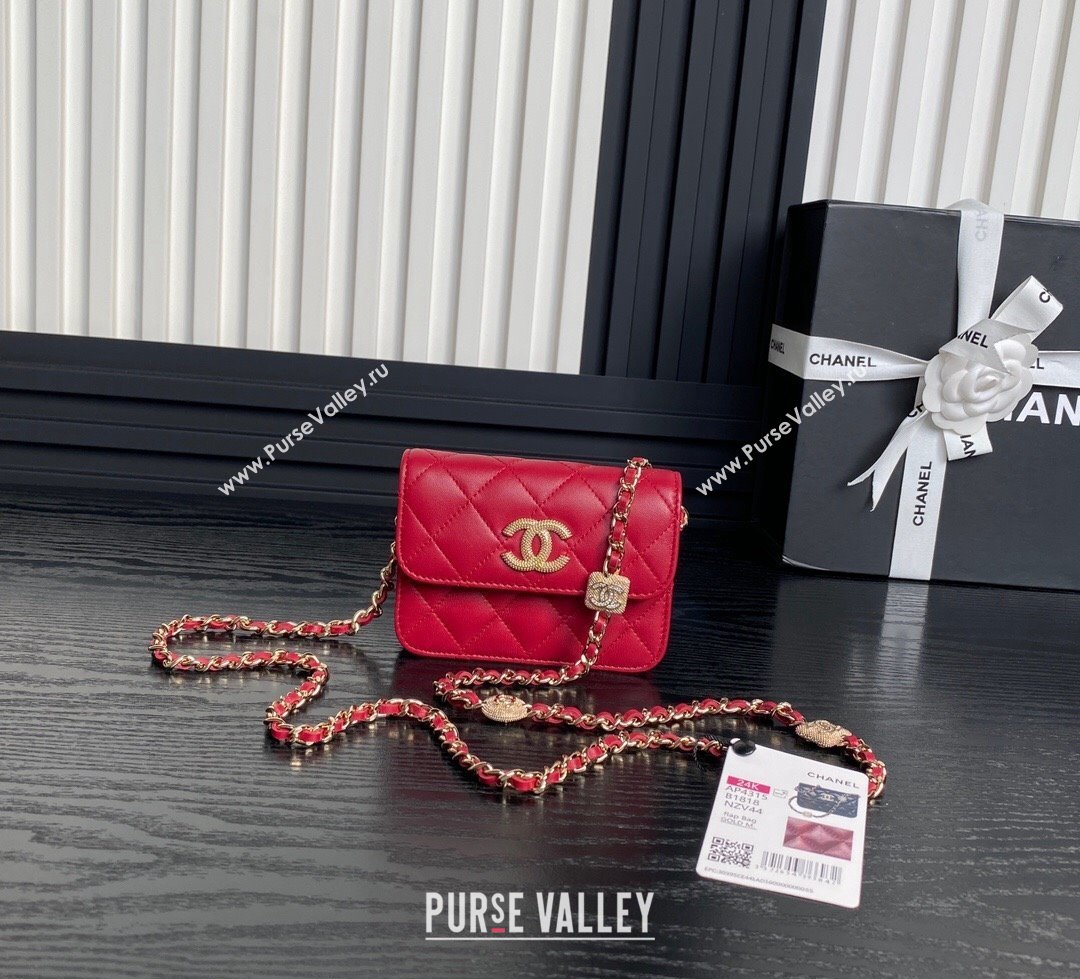 Chanel Lambskin Clutch with Chain AP4315 Red 2024 (yezi-241106096)