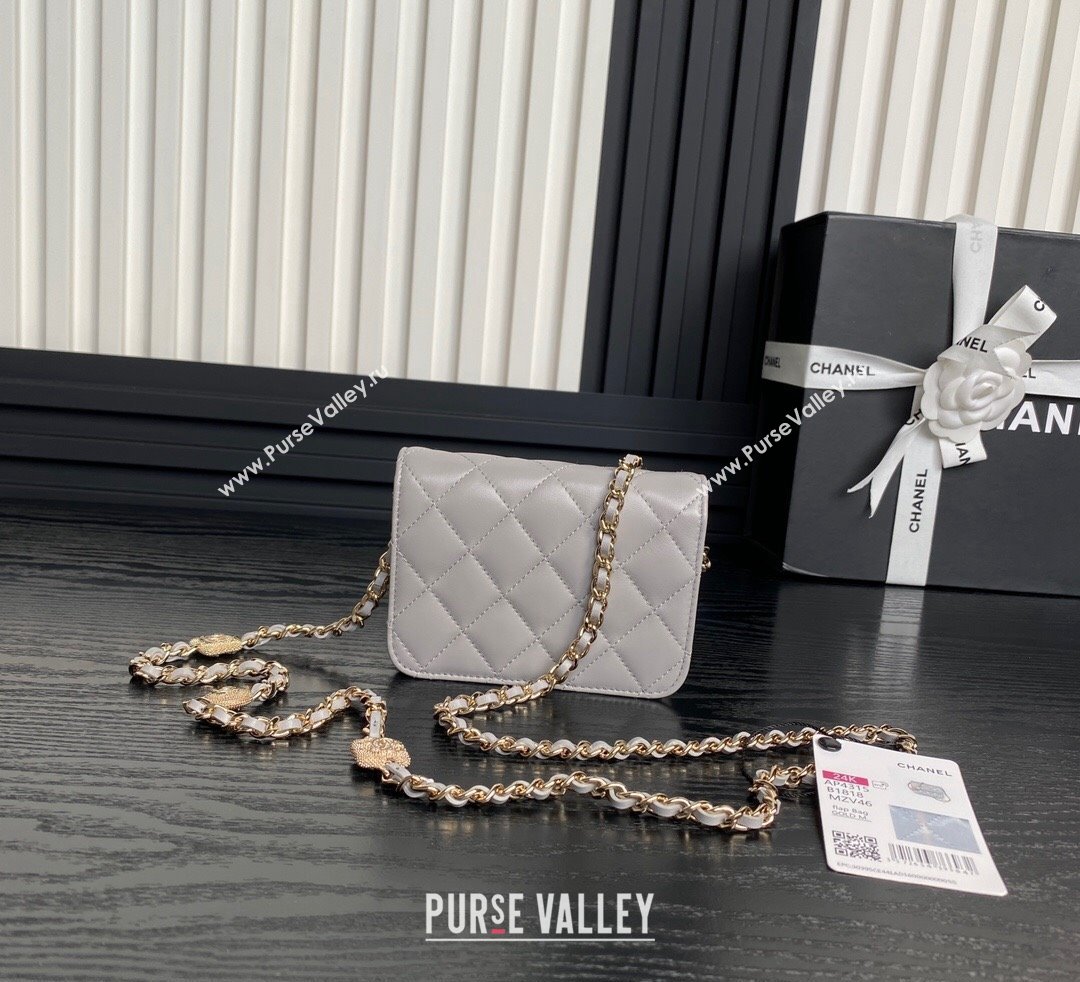 Chanel Lambskin Clutch with Chain AP4315 Grey 2024 (yezi-241106097)