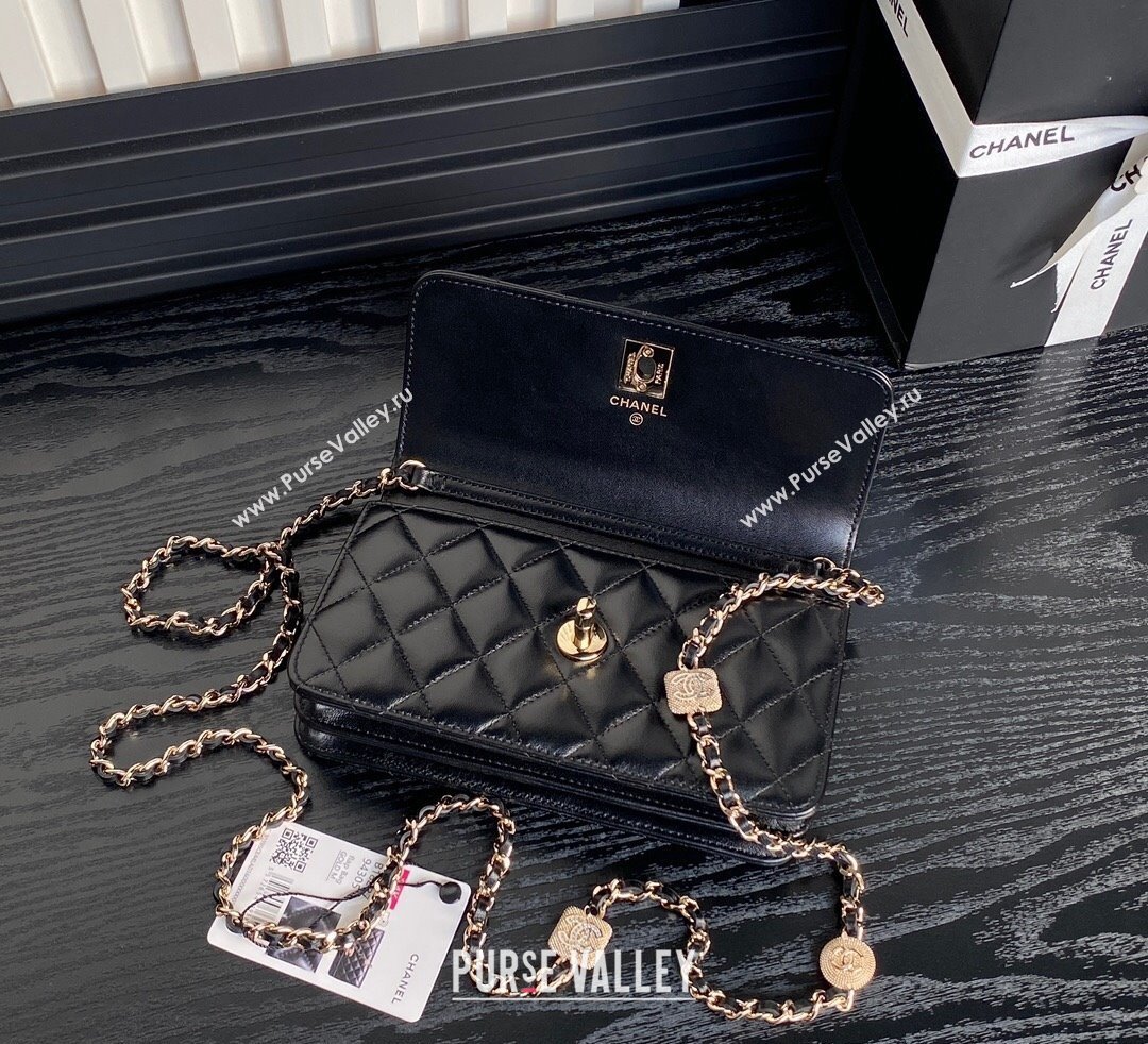 Chanel Lambskin Clutch with Chain AP4300 Black 2024 (yezi-241106099)