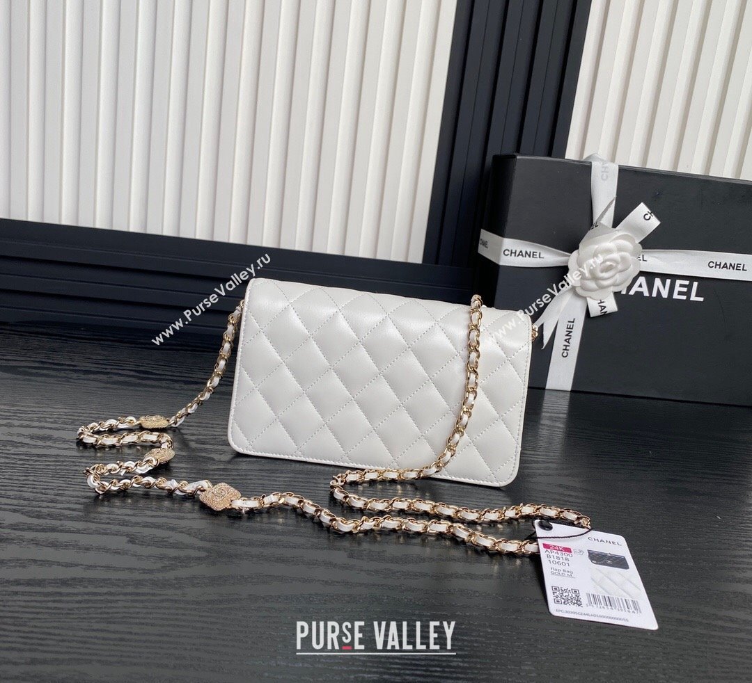 Chanel Lambskin Clutch with Chain AP4300 White 2024 (yezi-241106100)