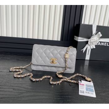 Chanel Lambskin Clutch with Chain AP4300 Grey 2024 (yezi-241106101)