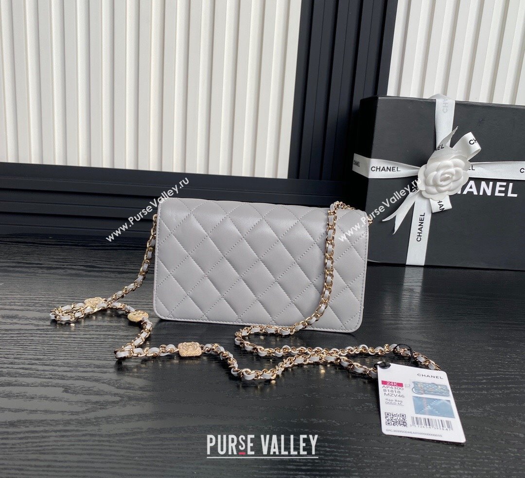 Chanel Lambskin Clutch with Chain AP4300 Grey 2024 (yezi-241106101)