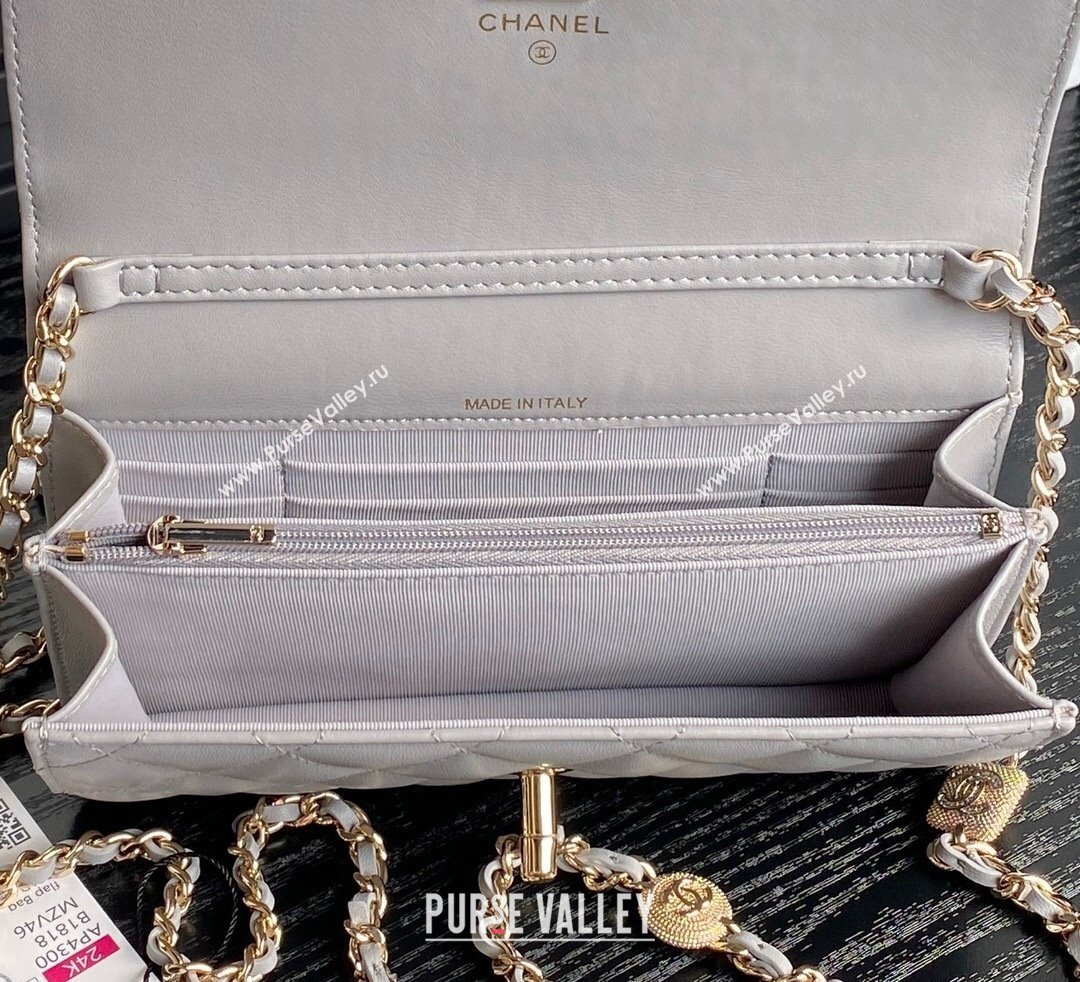 Chanel Lambskin Clutch with Chain AP4300 Grey 2024 (yezi-241106101)