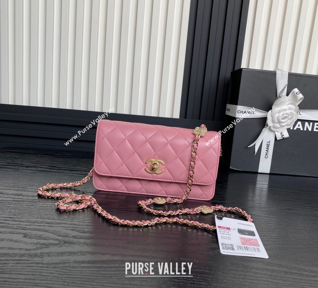 Chanel Lambskin Clutch with Chain AP4300 Pink 2024 (yezi-241106102)