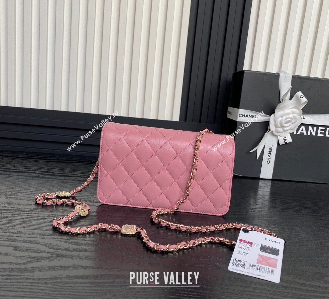 Chanel Lambskin Clutch with Chain AP4300 Pink 2024 (yezi-241106102)