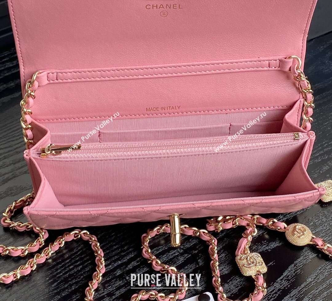 Chanel Lambskin Clutch with Chain AP4300 Pink 2024 (yezi-241106102)