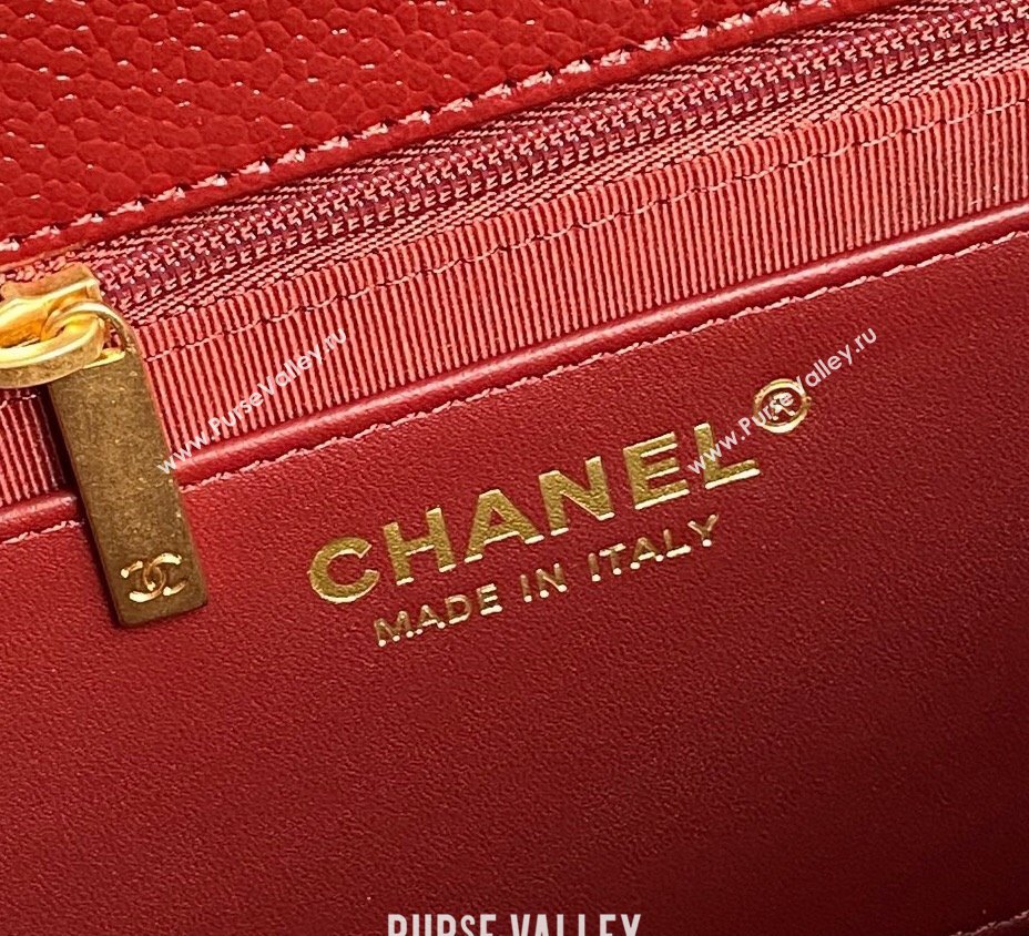 Chanel Medium Flap Bag with Chain in Grained Shiny Calfskin AS5180 Red 2024 (yezi-241106073)