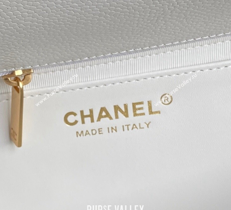 Chanel Grained Shiny Calfskin Small Flap Bag with Chain AS5186 White 2024 (yezi-241106075)