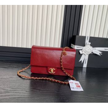 Chanel Grained Shiny Calfskin Small Flap Bag with Chain AS5186 Red 2024 (yezi-241106076)