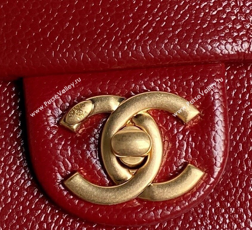 Chanel Grained Shiny Calfskin Small Flap Bag with Chain AS5186 Red 2024 (yezi-241106076)