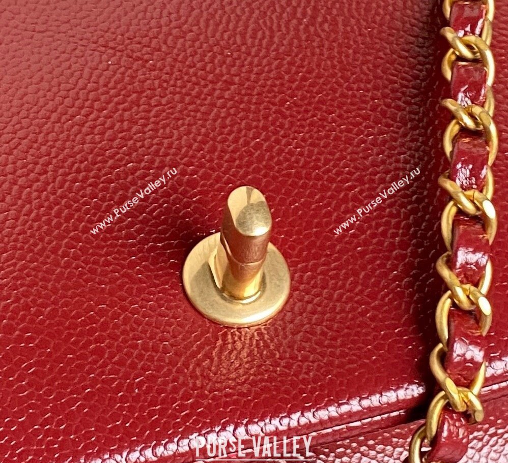 Chanel Grained Shiny Calfskin Small Flap Bag with Chain AS5186 Red 2024 (yezi-241106076)