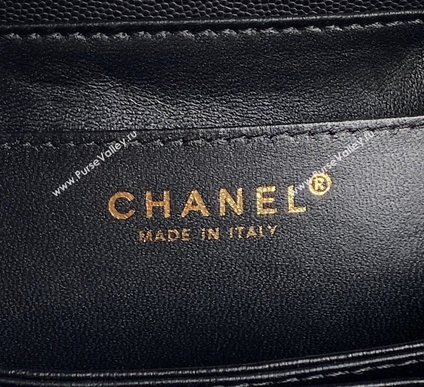 Chanel Grained Shiny Calfskin Mini Flap bag with Top Handle AS5164 Black 2024 (yezi-241106147)