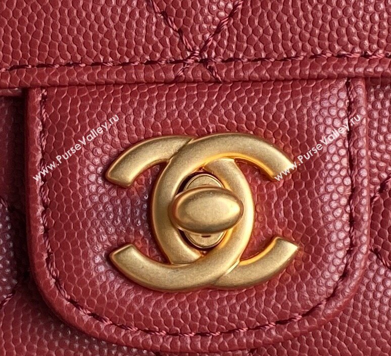 Chanel Grained Shiny Calfskin Mini Flap bag with Top Handle AS5164 Dark Burgundy 2024 (yezi-241106148)