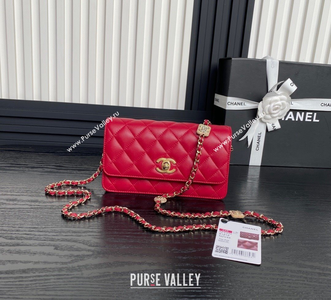 Chanel Lambskin Clutch with Chain AP4300 Red 2024 (yezi-241106103)