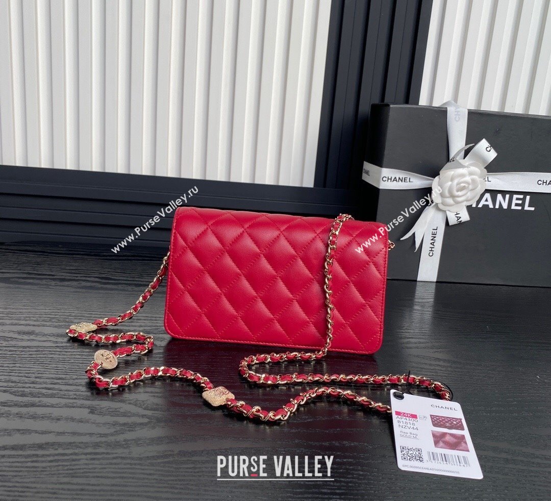 Chanel Lambskin Clutch with Chain AP4300 Red 2024 (yezi-241106103)