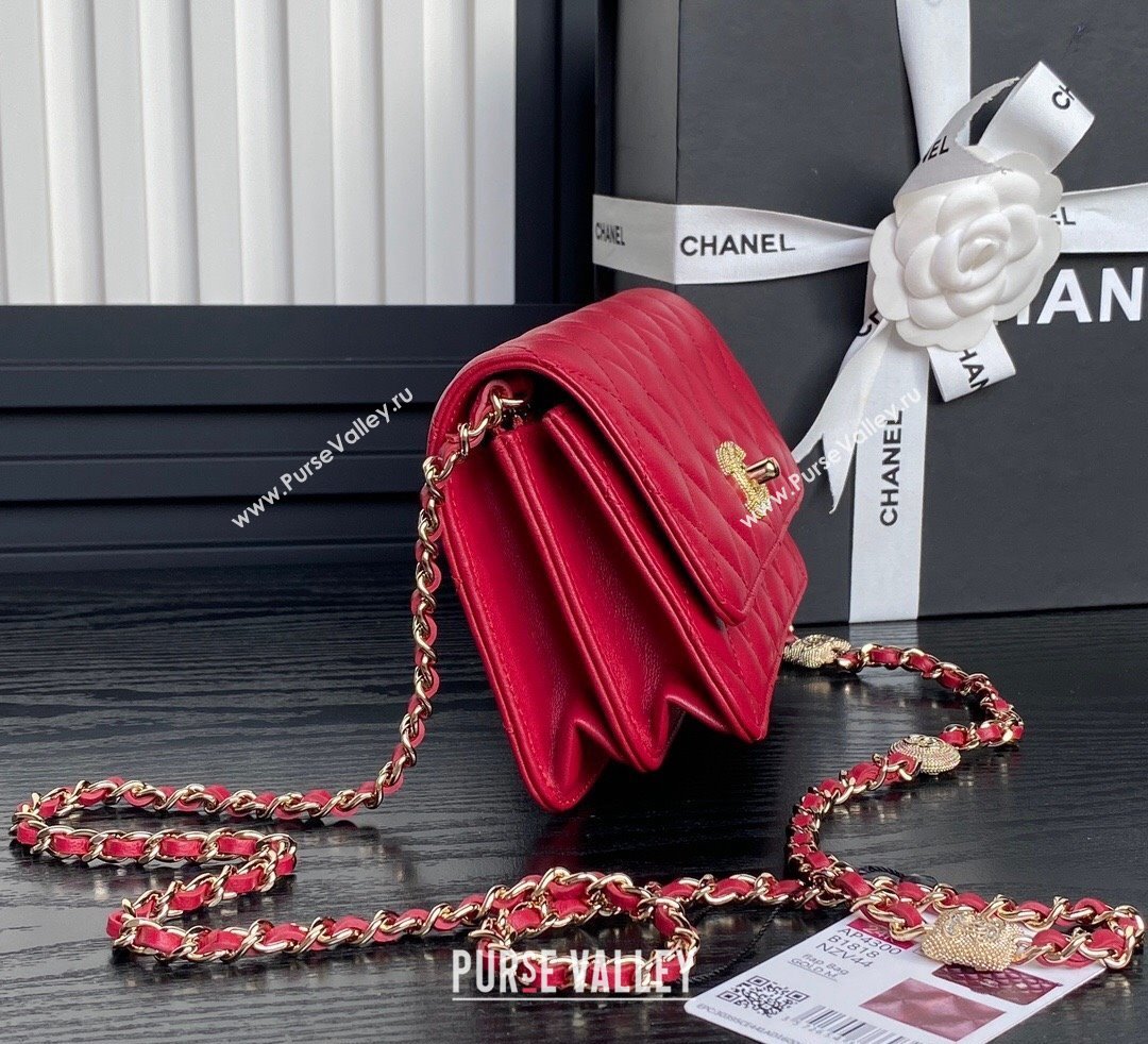 Chanel Lambskin Clutch with Chain AP4300 Red 2024 (yezi-241106103)