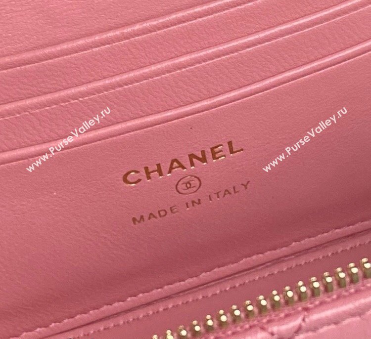 Chanel Lambskin Clutch with Chain AP4301 Pink 2024 (yezi-241106114)