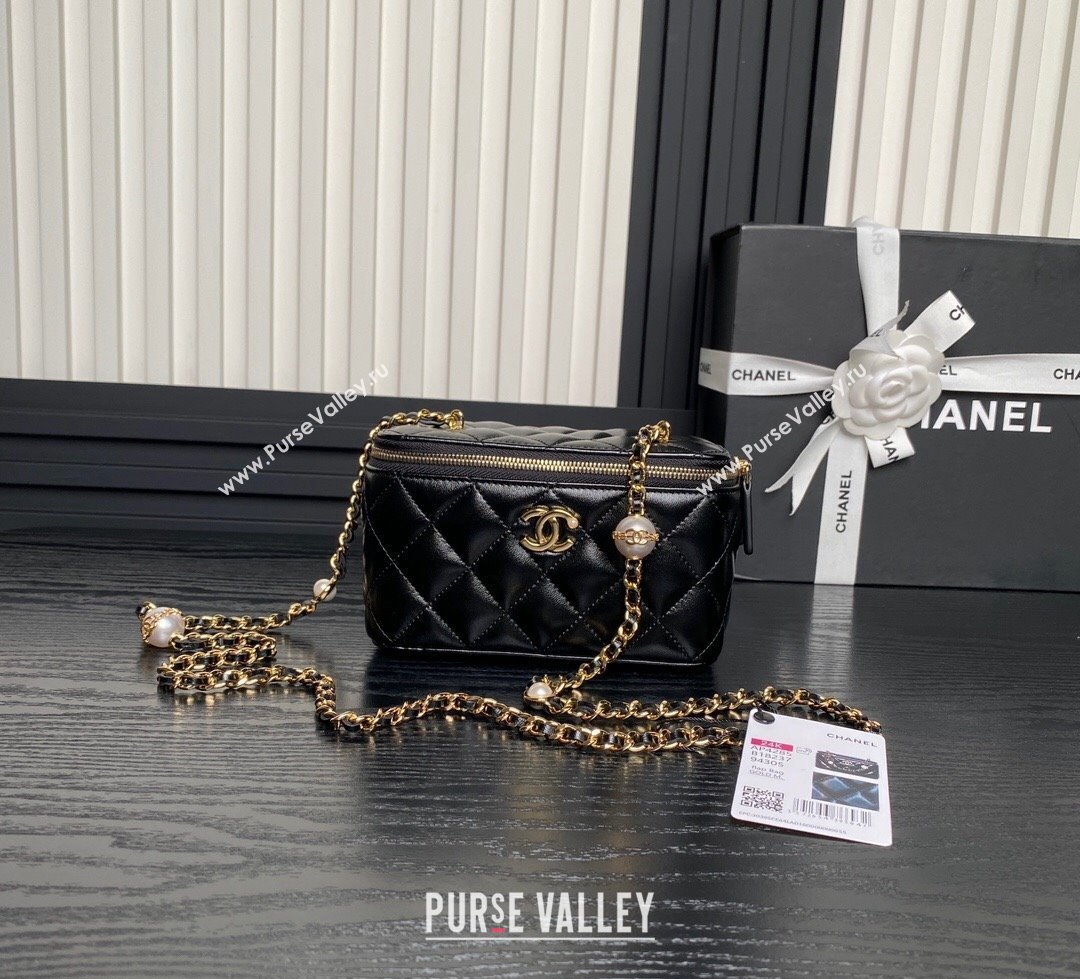 Chanel Lambskin Clutch with Chain and Pearls AP4285 Black 2024 (yezi-241106118)