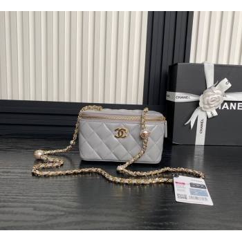 Chanel Lambskin Clutch with Chain and Pearls AP4285 Grey 2024 (yezi-241106119)