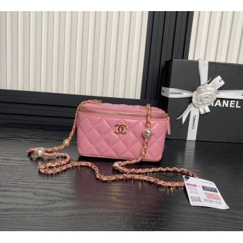 Chanel Lambskin Clutch with Chain and Pearls AP4285 Pink 2024 (yezi-241106120)