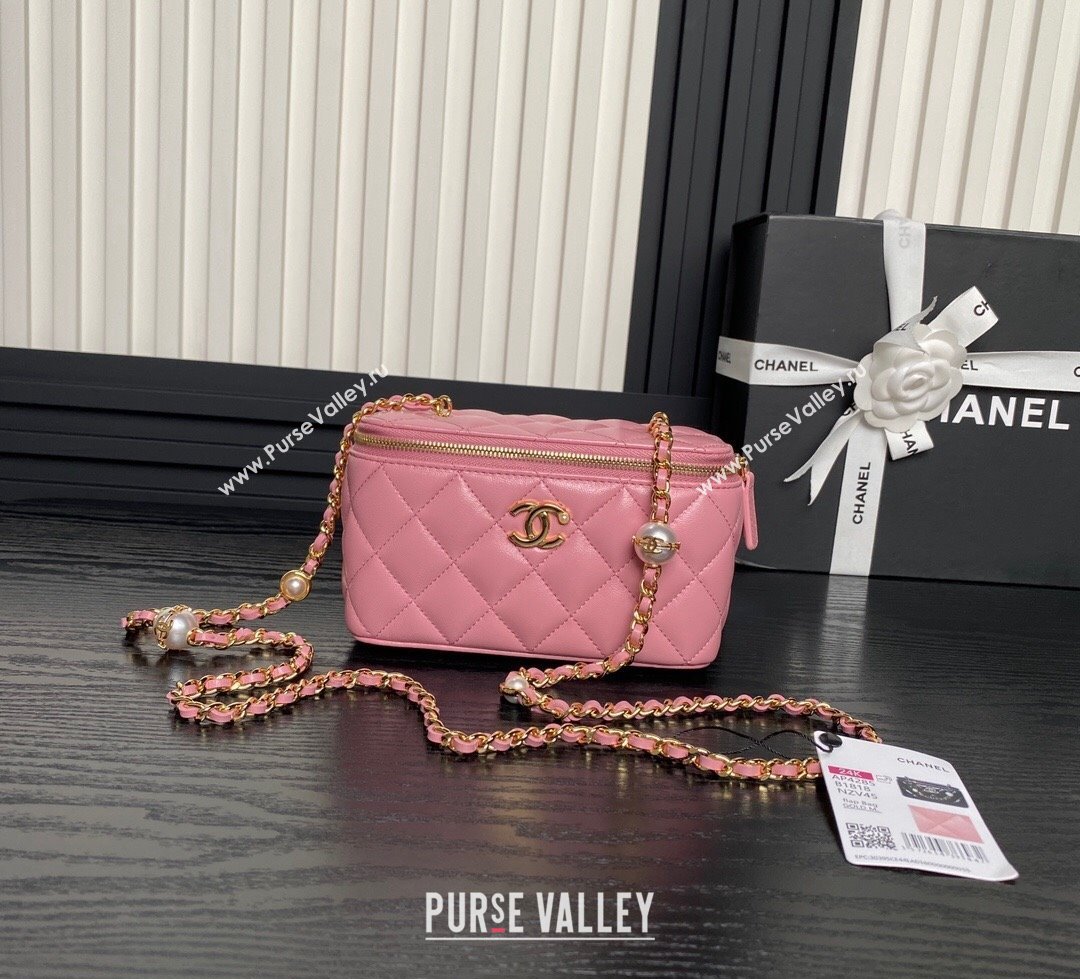 Chanel Lambskin Clutch with Chain and Pearls AP4285 Pink 2024 (yezi-241106120)