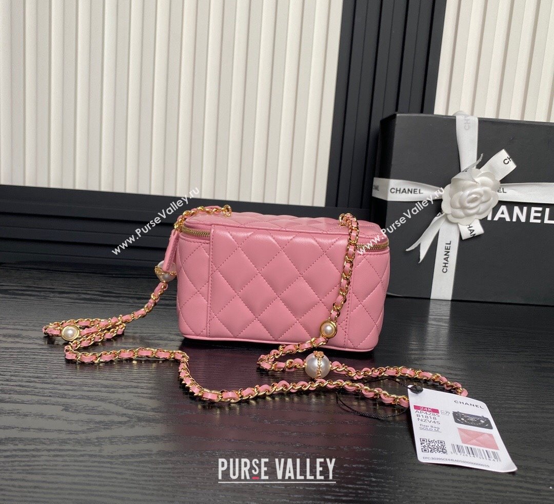 Chanel Lambskin Clutch with Chain and Pearls AP4285 Pink 2024 (yezi-241106120)