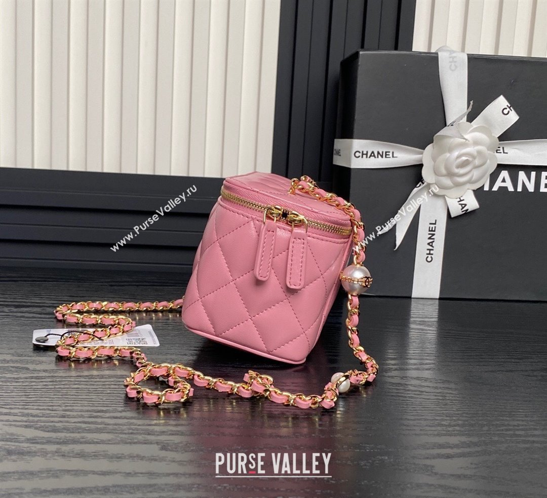 Chanel Lambskin Clutch with Chain and Pearls AP4285 Pink 2024 (yezi-241106120)